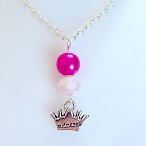 Clearance Sale pink princess chain choker jewelry necklace silver plated